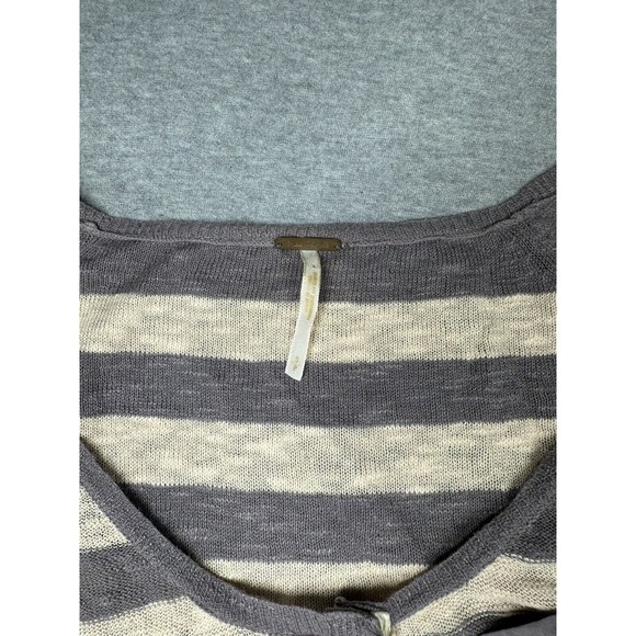 Free People Striped Linen Cotton Silk Button‎ Down Sweater Top Sz S Shirt - Picture 3 of 7